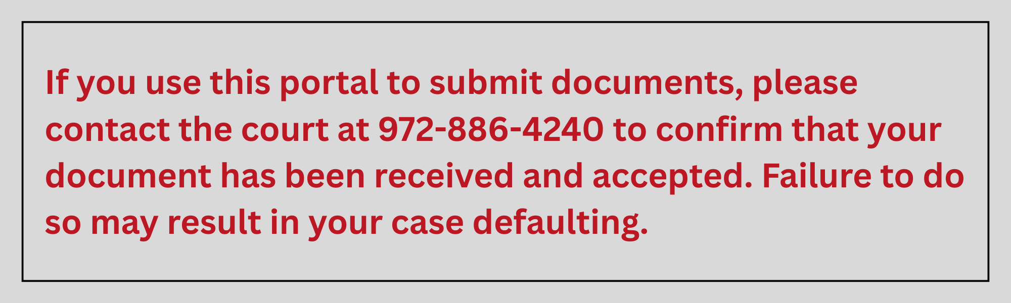 Court document portal note