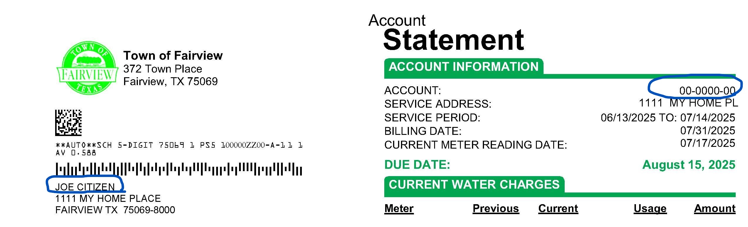 Water Bill Sample