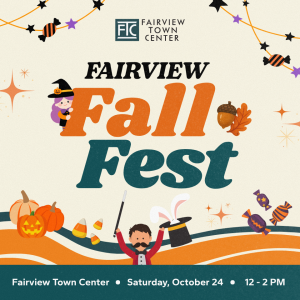 Image of the Fairview Town Center logo with the words "Fairview Fall Fest" and autumn and Halloween-themed images