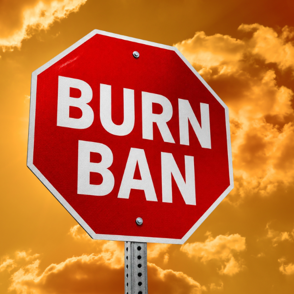 Image of a sign that says burn ban